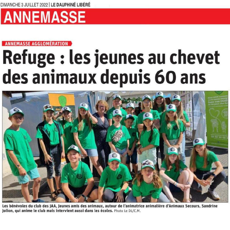 Le Dauphiné-Libéré : Refuge : les jeunes au chevet des animaux depuis 60 ans